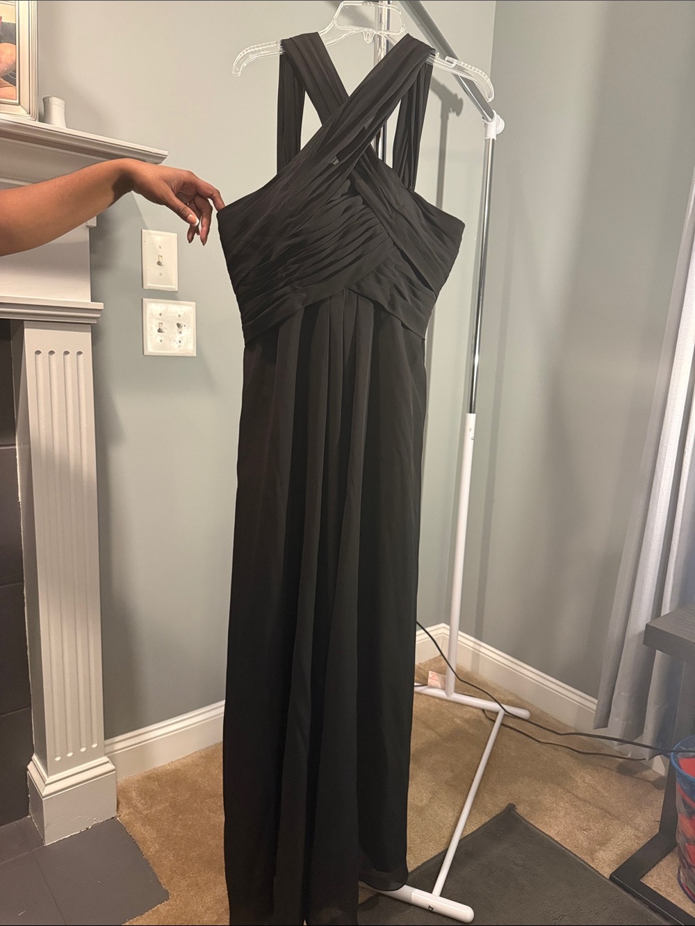 Black Cross Chiffon Maxi Dress